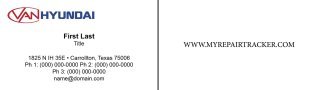 Van Hyundai Collision Center Business Cards