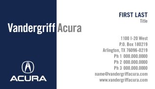 Vandergriff Acura Business Card - Ver. 5