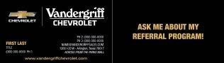 Vandergriff Chevrolet Business Cards – Referral Back