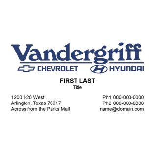 Combo Business Cards for Vandergriff Chevrolet/Hyundai