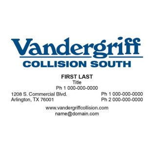Vandergriff Collision Center South Business Cards