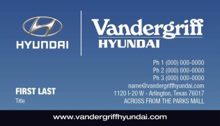 Vandergriff Hyundai Business Cards – Ver. 1