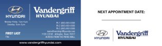 Vandergriff Hyundai Business Cards with Appointment Back - Version #3