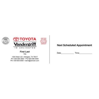 Vandergriff Toyota 2-sided Appt. Card