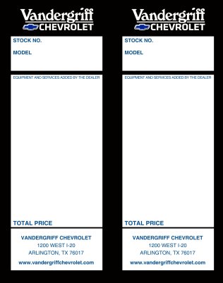 Vandergriff Chevrolet Addendum Tag