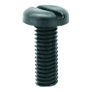 Slotted Pan Head Nylon License Plate Screw - M6-1.0 Diameter; 16mm Length; 12mm (15/32) Head Diameter; Slotted Drive Type; Pan Head; Black Nylon (100 per pack)
