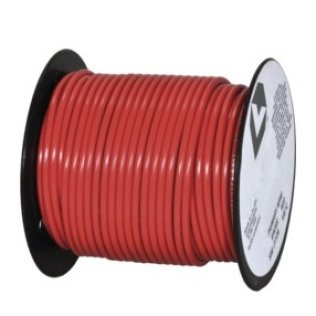 Plastic Covered Primary Wire-14 AWG Red 100' Length 60 Volts Temperature Rating (221°F) (Sold Individually)