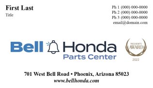 Bell Honda Parts Center Business Cards