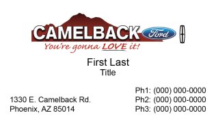 Camelback Ford Lincoln Business Cards -- No Email Address