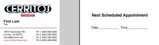 Cerritos Nissan Appointment Card