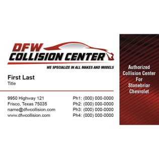 DFW Collision Center Business Cards - Frisco w/Certification