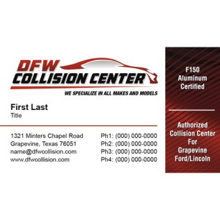 DFW Collision Center Business Cards - Grapevine Minters w/Certification
