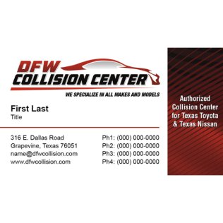 DFW Collision Center Business Cards - McKinney w/Certification