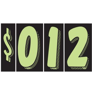 11 1/2" Chartreuse Windshield Numbers Kit (20 doz)