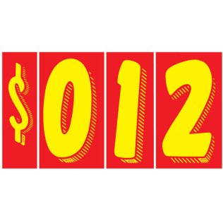 11 1/2" Yellow & Red Windshield Numbers Kit (20 doz)