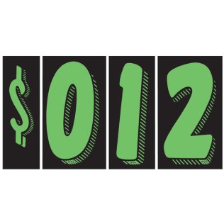 7 1/2" Green & Black Windshield Numbers Kit (20 doz)