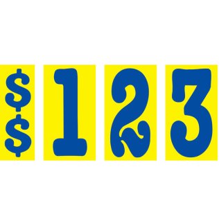5 1/2" Mid Size Non-Fade Blue & Yellow Number Kit (20 doz)