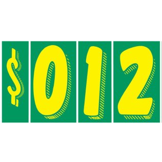 7 1/2" Yellow & Green Windshield Numbers Kit (20 doz)
