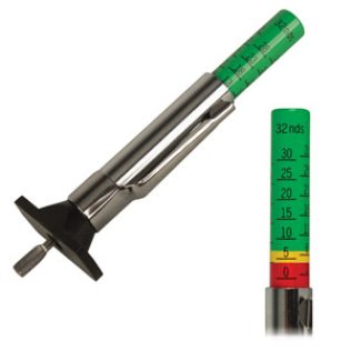 Tread Depth Gauge, Color Coded With Metal Bar