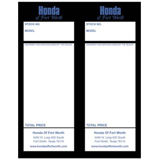 Honda of Fort Worth Addendum Tag