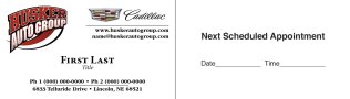 Husker Auto Group Cadillac Appointment Card