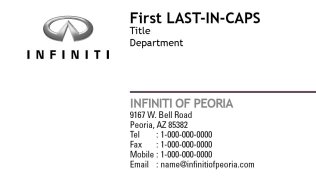 Infiniti of Peoria Business Cards