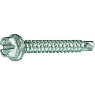 Self-Drilling Screw Slotted Hex Head Zinc Finish Steel #12 x 3/4 (100 per pack)