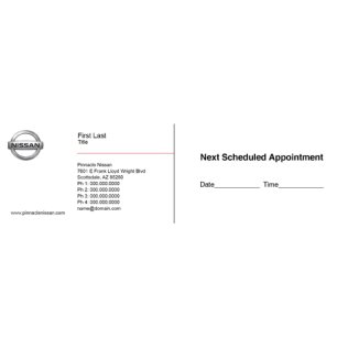 Pinnacle Nissan Service Advisor Business Cards - Written Appointment Back