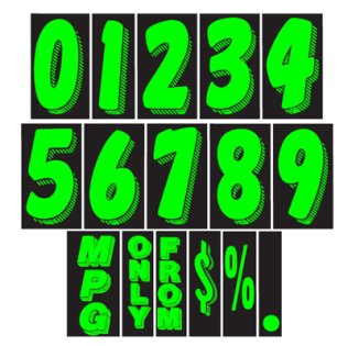 11 1/2" Chartreuse Adhesive Windshield Numbers
