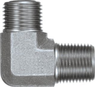 Hydraulic Adapter 90° Elbow ORFS x NPT, Male O-Ring Face Seal x Male NPT, 13/16-16 (-8) x 3/8-18 (-6) (Pack of 2)
