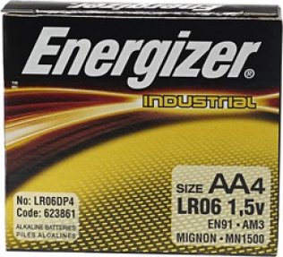 AA Alkaline Battery, 1.5 Volt (Pack of 4)