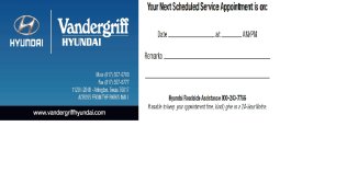 Detailed Vandergriff Hyundai Generic Appointment Card