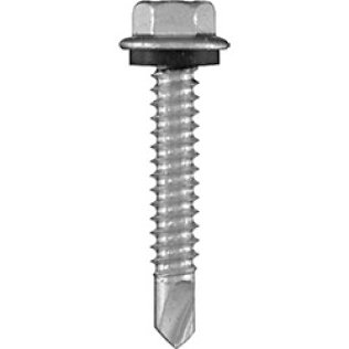 Self-Drilling Screw, Hex Head, Zinc Finish, Steel, 1/4 x 1" (Pack of 50)