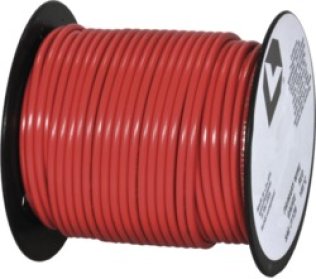 Plastic Covered Primary Wire-18 AWG Red 100' Length, 60 Volts Temperature Rating (221°F) (Pack of 1)