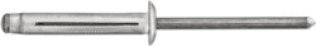 Rivet; Diameter: 4mm (5/32"); Flange Diameter: 8mm (5/16"); Grip Range: 5mm - 12mm (.197" - .472"); Aluminum Rivet/Mandrel (Pack of 25)