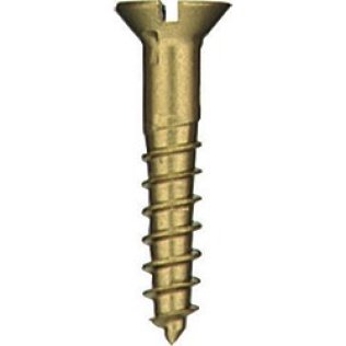 Wood Screw, Slotted Flat Head, Brass, #10 x 2-1/2" (Pack of 50)