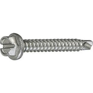 Self-Drilling Screw, Slotted Hex Head, Zinc Finish, Steel, #8 x 3/4" (Pack of 100)