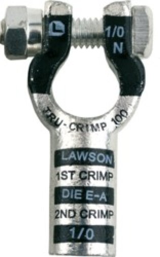 Tru-Crimp® - Post-Top Battery Terminals-1/0 Gauge, Straight Barrel, Black, Negative Polarity (Pack of 5)