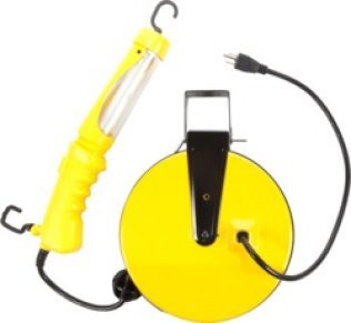 13w Compact Fluorescent Work Light with Receptacle on Heavy Duty Metal Reel 40' 16/3 SJT Cord, Yellow (Pack of 1)