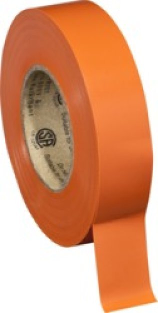 Orange Vinyl Electrical Tape, 3/4" Width , 66' Length, 220% Elongation, Temperature Rating ( 14 to 176°F) (Pack of 1)