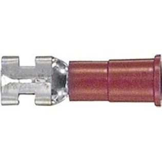 Female Quick Slide Disconnect Terminal, Vinyl Insulated, 22 to 18 AWG, 3/16" Tab Width, Red (Pack of 25)