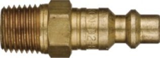 Heavy-Duty Quick Disconnect Plug, Brass, Standard Industrial, Male NPTF, 1/4" Body Size, 1/4-18" Thread Size (Pack of 2)