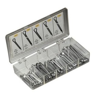 ANSI B18.8.1 Hammerlock Cotter Pin Kit, Steel, Zinc Finish, 3/32 to 1/8" Diameter, 140 Pieces (Pack of 1)