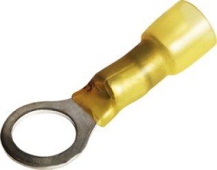 Ring Tongue Terminal, Polyolefin Insulated, 12 to 10 AWG, 3/8" Stud Size, Yellow (Pack of 20)