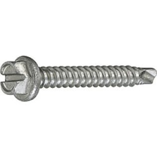Quad-Grip™ Self-Drilling Screw, Slotted Hex Head, Steel, Zinc Finish, #10 x 5/8" (Pack of 100)