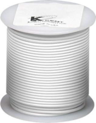Plastic Covered Primary Wire, Polyvinyl, 16 AWG, White, 100' Length, Multi-Strand, 10 Amps, Heat Resistant (Pack of 1)