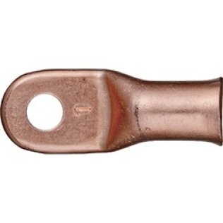 Heavy-Duty Battery Cable Lug, 1 AWG, Green, 1/2" Stud Size, Fully Annealed, Electrolytic Copper, Flared Barrel End (Pack of 10)