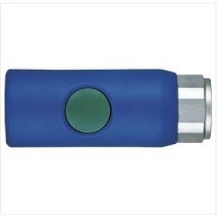 Push-Button Coupler, Steel with Plastic Cover, High Flow, Female NPTF, 1/4" Body Size, 1/4-18 Thread Size (Pack of 1)