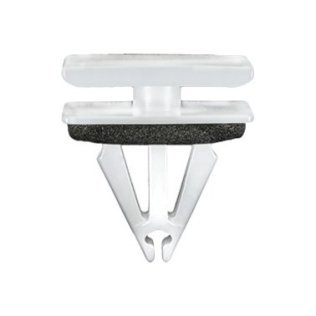 Rocker Panel Molding Clip with Sealer for Ford, Nylon, White, Fits 9mm Hole, 12 x 20mm Top and Bottom Head, 14mm Stem Length (Pack of 25)