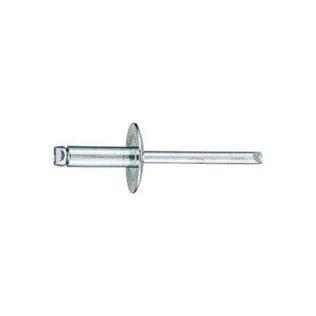 Open End Rivet, Large Flange Head, Steel, 3/16" Diameter, 0.251 to 0.375" Grip Range, 0.575" Body Length (Pack of 100)